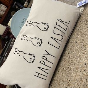 Rae Dunn Pillow EASTER BUNNY 14x24 Black NEW